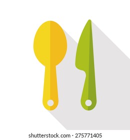 baby tableware flat icon with long shadow