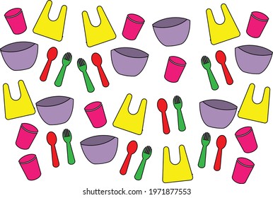 Baby tableware pattern for your wallpaper and kids t-shirt design