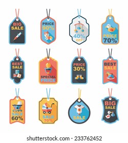 baby tag banner design flat background set, eps10