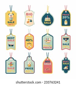 baby tag banner design flat background set, eps10