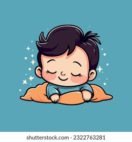 baby take a nap illustration in flat design cartoon style