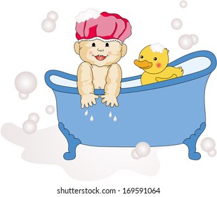 Baby Taking a Bath