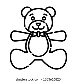 Baby teddy bear, Icon design, Vector, Clip art, Illustration, Line icon design.