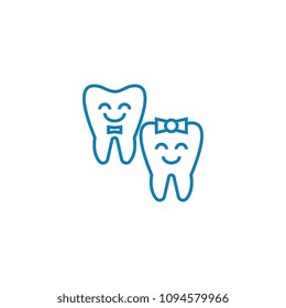 Baby teeth linear icon concept. Baby teeth line vector sign, symbol, illustration.