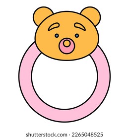 Baby teether cute baby shower objects cartoon doodle kids clipart for baby shower invitation card nursery room decor poster