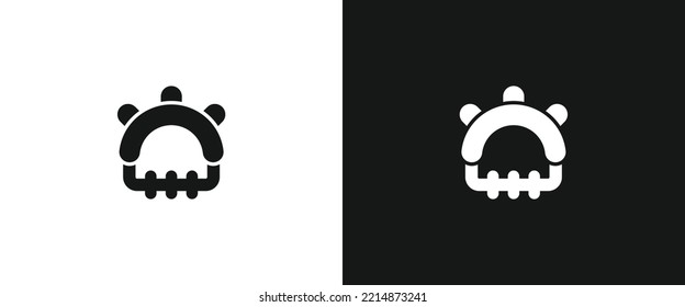 Baby Tether flach Icon für Web. Einfache Zusammenfühloesung für Säuglinge signieren eine Invertfarben-Silhouette im Web. Minimalistisches Baby Tething-Spielzeug, schwarz Symbol, Vektordesign