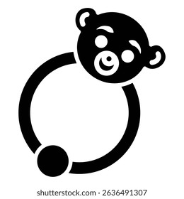 Baby teether icon Flat outline fill black and white