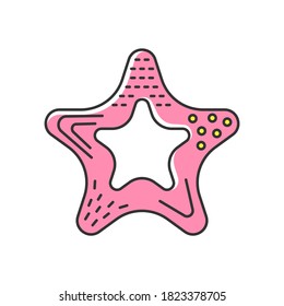 Baby Teether RGB Color Icon. Infants Safe Chewing Toys. Oral Health. Early Childhood Education And Childcare. Star Shaped Toy. Speaking Skills Development. Isolated Vector Illustration