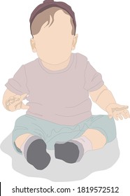 baby tender, in light colors, clipart, sketch