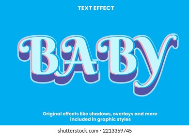 vector de diseño editable de efecto de texto de bebé