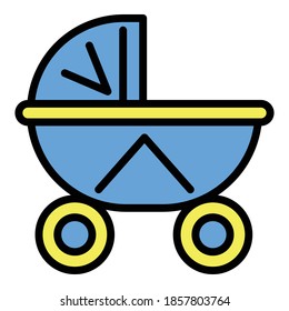 Baby textile pram icon. Outline baby textile pram vector icon for web design isolated on white background