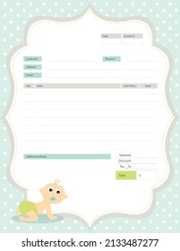 Baby Themed Blank Invoice Form