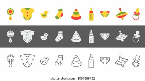 Baby things icons set. isolated on white background
