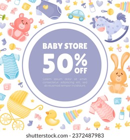 Baby Things and Objects Store Banner Design Vector Template
