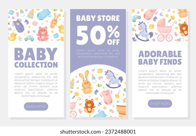 Baby Things and Objects Store Banner Design Vector Template