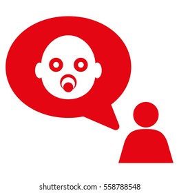 Baby Thinking Person vector icon. Flat red symbol. Pictogram is isolated on a white background. Designed for web and software interfaces.