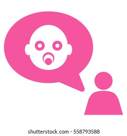 Baby Thinking Person vector icon. Flat pink symbol. Pictogram is isolated on a white background. Designed for web and software interfaces.