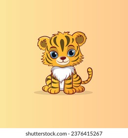 baby tiger sitting relaxed in vector