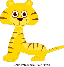 Baby Tiger Staring At Something Vector Illustration