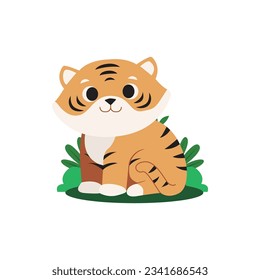 Baby Tiger Vector Flat Illustration