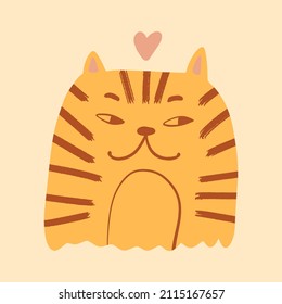 Baby tiger wild animal childish cartoon groovy boho illustration naive funky handdrawn style art vector