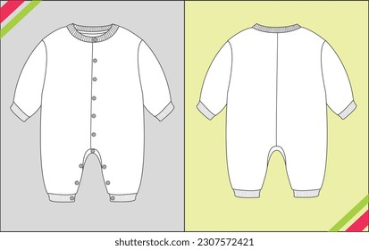 BABY TODDLER BODYSUIT ROMPER TECHNICAL FASHION FLAT SKETCH