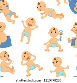 Baby Toddler Vector Flat Character Seamless Stock Vector (Royalty Free ...