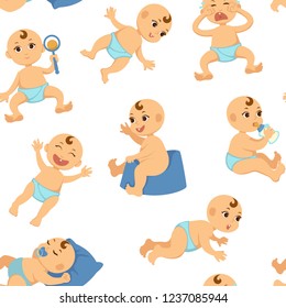 Baby Toddler Vector Flat Character Seamless Stock Vector (Royalty Free ...