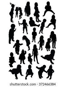 Baby and toddlers outdoor silhouettes 