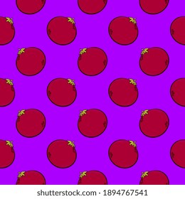 Bebé tomatos , patrón sin costura en un fondo morado.