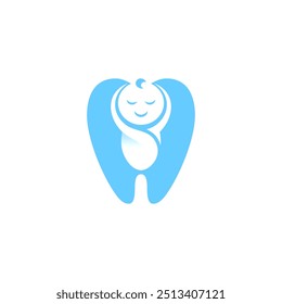 baby tooth - smart logo that combines a baby with a tooth using negative space - dentist dental vector editable.