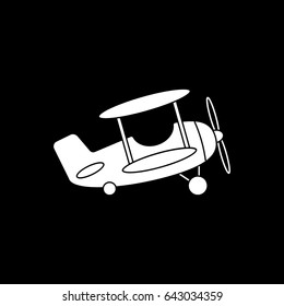Baby Toy Airplane Flat Icon On Black Background