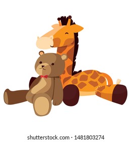 baby toy bear giraffe vector ilustration