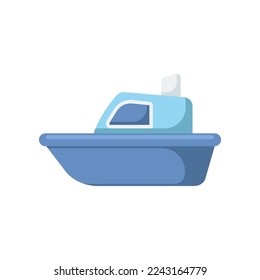 Baby toy boat or ship on white background illustration. Toy ship or boat for children development. Entertainment, education, game concept