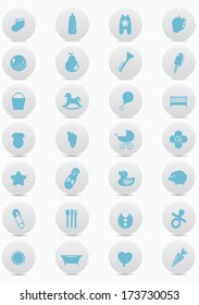 Baby & Toy Buttons,Blue version,vector
