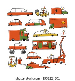 Baby toy cars collection for your design. Vector illustration