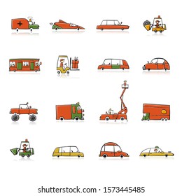 Baby toy cars collection for your design. Vector illustration
