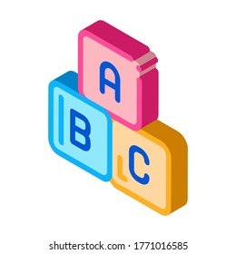 Baby Toy Cubes Icon Vector. Isometric Baby Toy Cubes sign. color isolated symbol illustration