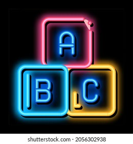 Baby Toy Cubes neon light sign vector. Glowing bright icon Baby Toy Cubes sign. transparent symbol illustration