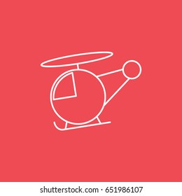 Baby Toy Helicopter Line Icon On Red Background