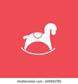 Baby Toy Horse Flat Icon On Red Background