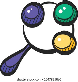 Baby toy icon in color drawing. Newborn child happy ringing rattle