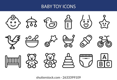 Baby Toy Icons Set – Cute Vector.