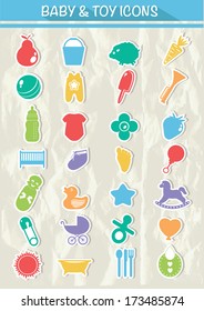 Baby & Toy Icons,Colorful version,vector