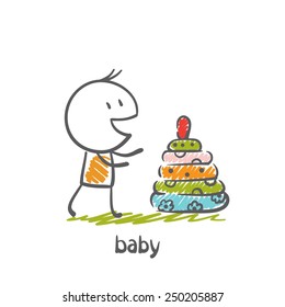 baby with a toy illustration