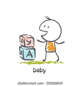 baby with a toy illustration