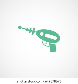 Baby Toy Laser Gun Green Flat Icon On White Background