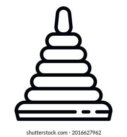 Baby toy pyramide icon. Outline baby toy pyramide vector icon for web design isolated on white background