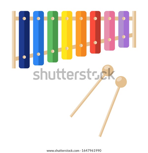 baby toy rainbow color xylophone isolated on white\
backdrop. orchestra classical instrument with sticks,drumstick for\
creative kids, happy melody, colorful design, acoustic noise,\
preschool education 