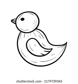 Baby toy, rubber duck for swimming, vector isolated doodle illustration.